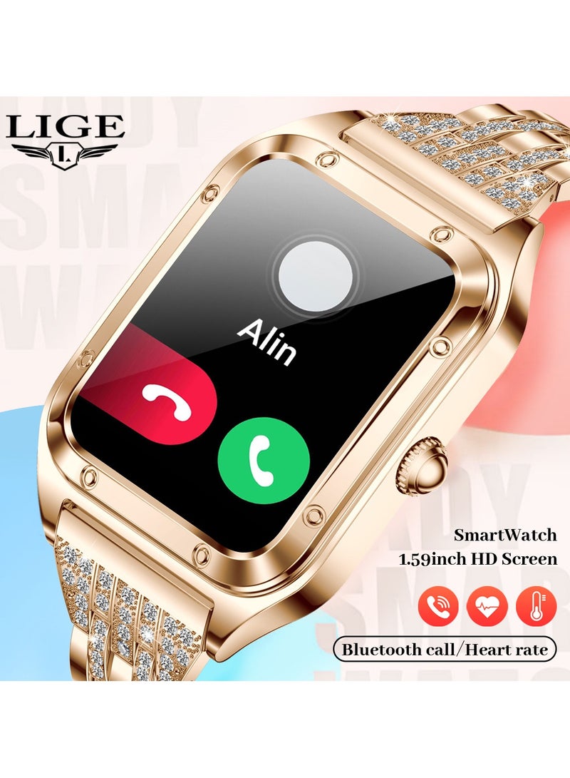 LIGE Exquisite Luxury Ladies Smartwatches Elegant Big battery Multi-functional Monitoring for Women Metal Rose Gold - Image 3