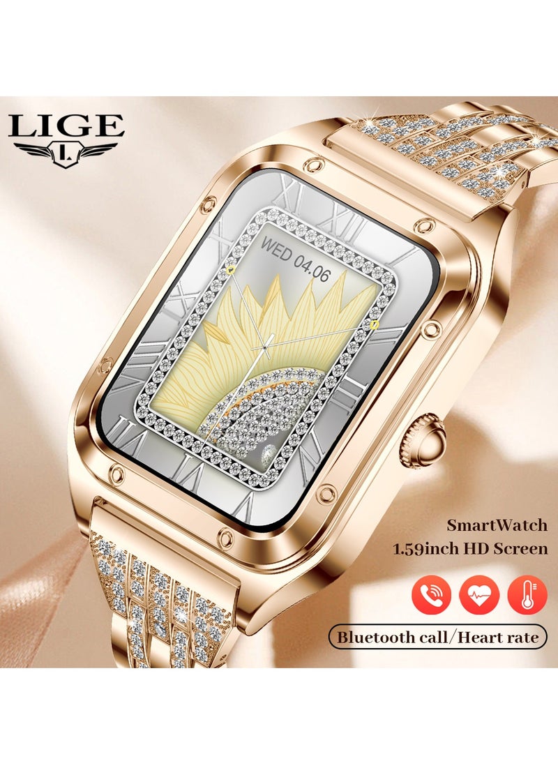 LIGE Exquisite Luxury Ladies Smartwatches Elegant Big battery Multi-functional Monitoring for Women Metal Rose Gold - Image 5