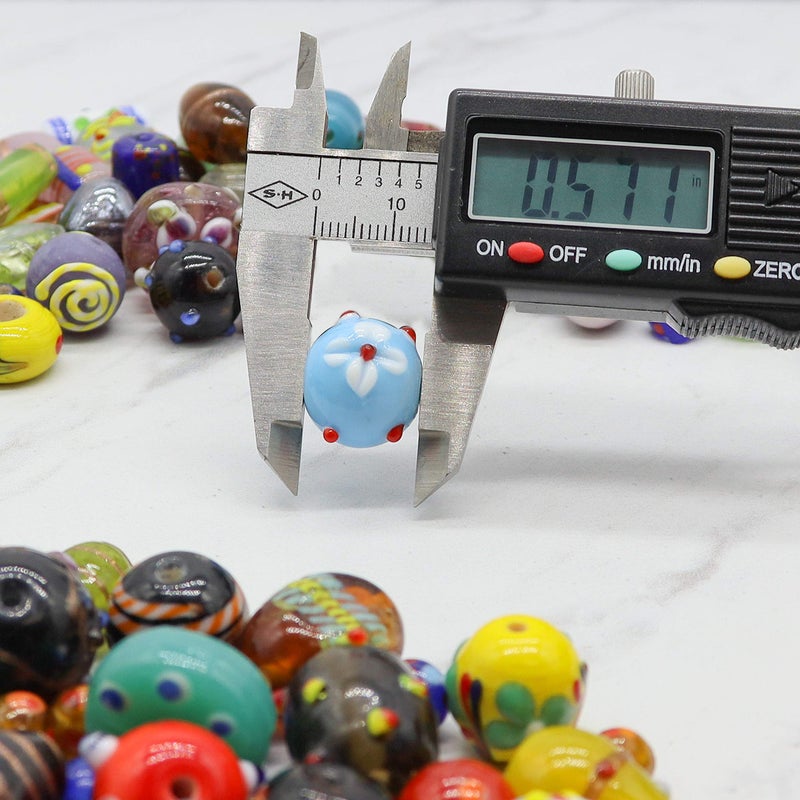 Fun-Weevz 100 خرز زجاجي متنوع لصنع المجوهرات للبالغين، خرز زجاجي بالجملة للحرف، مزيج خرز مورانو لعمل الأساور والقلائد، مجموعة مستلزمات خرز الحرف، خرز كبير وصغير - Image 3