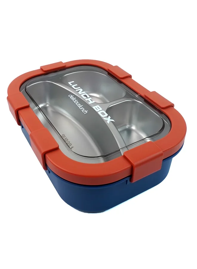 صندوق المفاجآت الصغيرة Little Surprise Box,Solid Navy & Orange Stainless Steel Lunch Box For Kids & Adults
