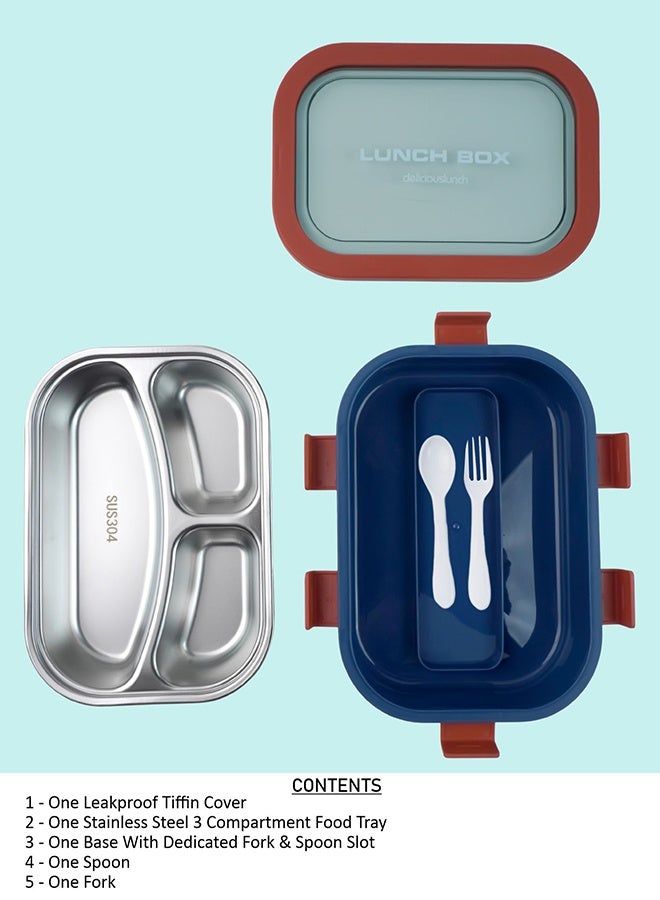 LITTLE SURPRISE BOX Little Surprise Box,Solid Navy & Orange Stainless Steel Lunch Box For Kids & Adults - Image 5