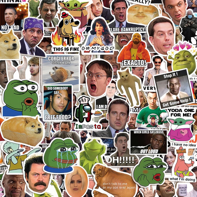 VIKROM 300 Pcs Funny Meme Stickers â€“ Waterproof Funny Stickers for Adults, Non-Repetitive Vinyl Decals for Laptops, Water Bottles, Phones, Skateboards, DIY & Scrapbooking, Unique Designs for Personalization - Image 1