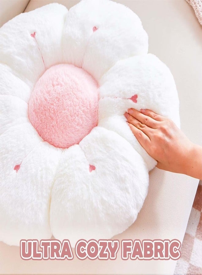 VBGYA Flower Pillow, Cute Flower Shaped Decorative Pillow, Soft Rabbit Fur Daisy Pillow Home Decor Floor Seating Cushion for Bedroom Living Room (Pink 14.9 Inch) - Image 3
