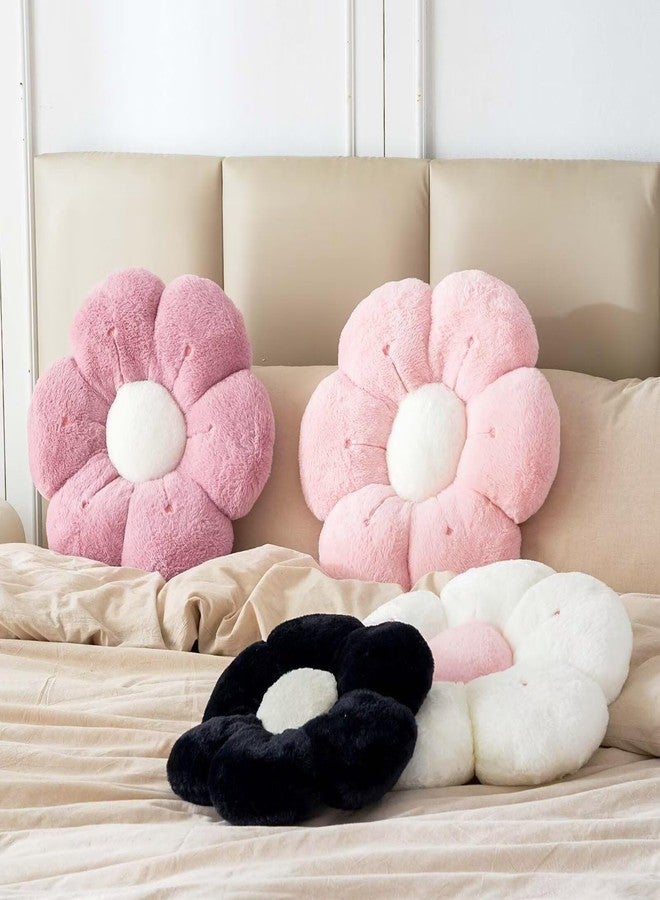 VBGYA Flower Pillow, Cute Flower Shaped Decorative Pillow, Soft Rabbit Fur Daisy Pillow Home Decor Floor Seating Cushion for Bedroom Living Room (Pink 14.9 Inch) - Image 5