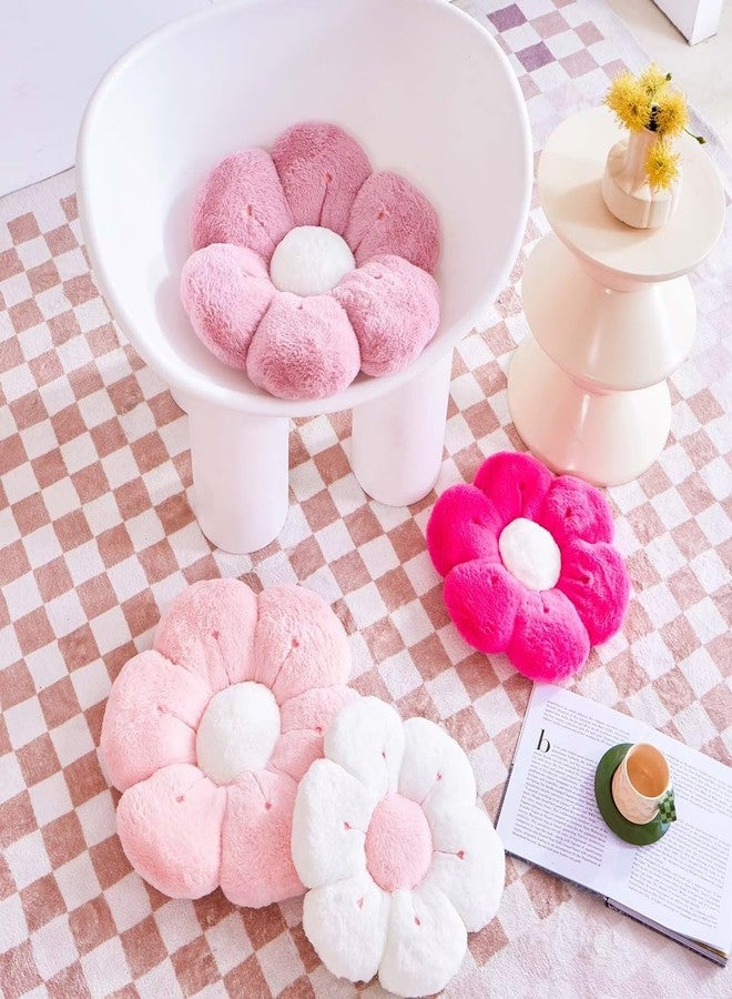VBGYA Flower Pillow, Cute Flower Shaped Decorative Pillow, Soft Rabbit Fur Daisy Pillow Home Decor Floor Seating Cushion for Bedroom Living Room (Pink 14.9 Inch) - Image 4