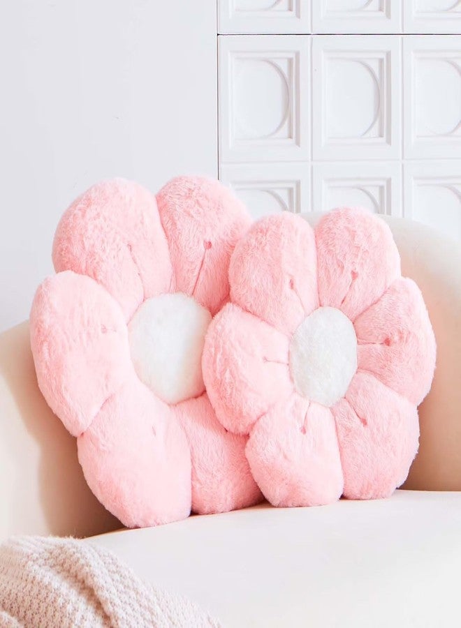 VBGYA Flower Pillow, Cute Flower Shaped Decorative Pillow, Soft Rabbit Fur Daisy Pillow Home Decor Floor Seating Cushion for Bedroom Living Room (Pink 14.9 Inch) - Image 2