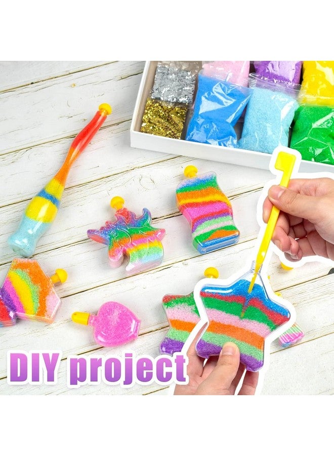 شيندل مجموعة شيندل للفنون والحرف اليدوية الرملية للأطفال، 36 قطعة، 8 أشكال من الزجاجات، 10 أكياس رمل ملونة و2 رمل لامع، نشاط رائع لقضاء العطلات أو المجموعات، ألعاب صندوق الرمل - Image 3