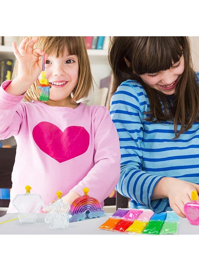 شيندل مجموعة شيندل للفنون والحرف اليدوية الرملية للأطفال، 36 قطعة، 8 أشكال من الزجاجات، 10 أكياس رمل ملونة و2 رمل لامع، نشاط رائع لقضاء العطلات أو المجموعات، ألعاب صندوق الرمل - Image 5