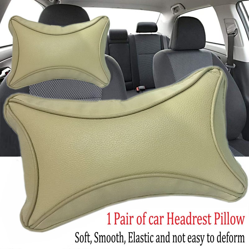 ABS AUTO TREND ABS Car Seat Neck Rest FauxLeather Cushion Pillow for Honda Jazz 2015-2018 (Set of 2) Beige - Image 5