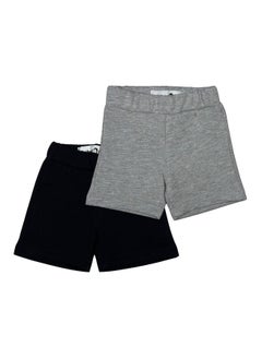 Black and Light Grey Cotton Shorts (2 Pack)