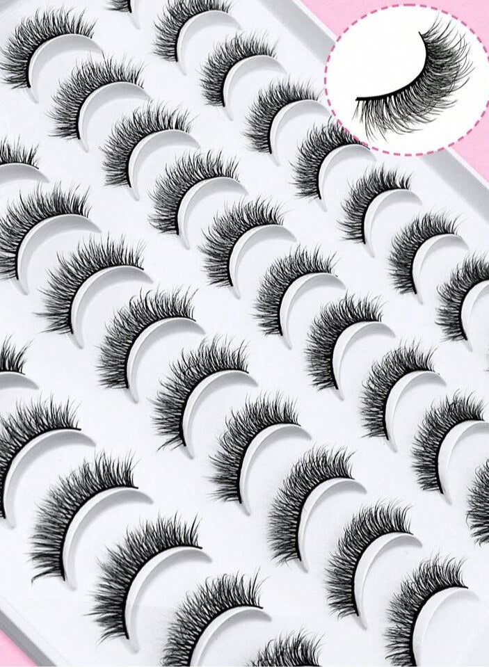 Shein 20 Pairs of Manga Faux Fur Cat Eye Lashes, Simple Natural-Looking Lashes, Full, Thick, Soft, Lightweight, and Reusable False Eyelashes - Image 5