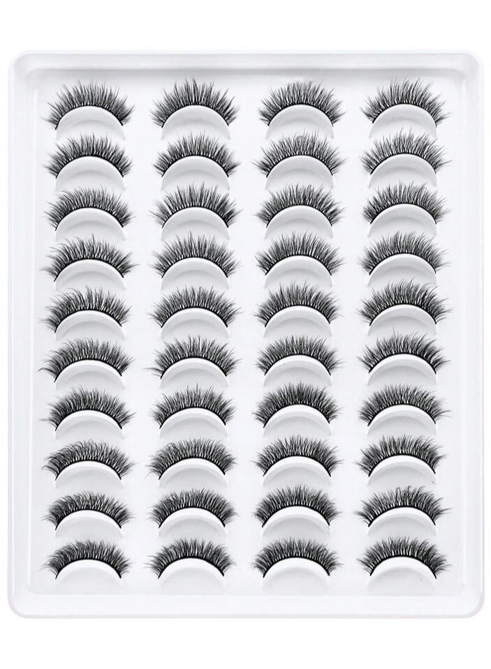 Shein 20 Pairs of Manga Faux Fur Cat Eye Lashes, Simple Natural-Looking Lashes, Full, Thick, Soft, Lightweight, and Reusable False Eyelashes - Image 1