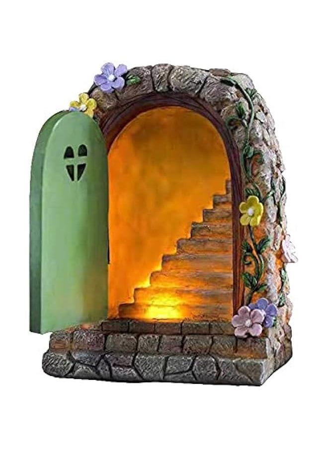 Generic Tree Door and Window Tree Huggers, Glow in Dark Gnome Fairy House, Solar Miniature Fairy Tale Opening Door Sculptures for Yard Art Garden Statues Lawn Ornament Decoration (Colorful, One Size)  - Image 1