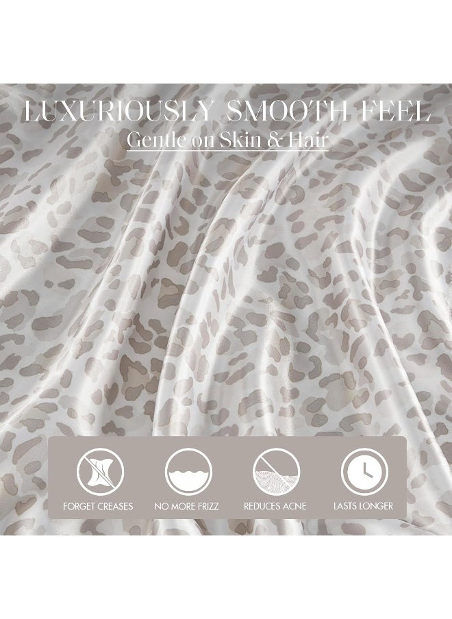 madison park - Madison Park Essentials Satin Sheet Set Luxury and Silky with Natural Sheen, Elastic 14" Pocket fits up to 16" Mattress, All Around Elastic - Year-Round Bedding, Queen Taupe Leopard 4 Piece - Image 1