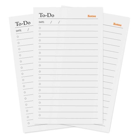 Notsu To Do List Grid Index Card Box 3x5 Set | 50 Task Planner Vertical Notecards with Index Card Holder Case