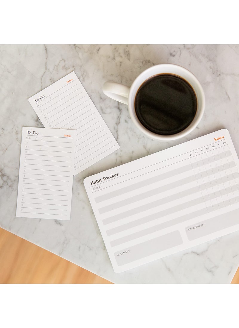 Notsu Notsu To Do List Grid Index Card Box 3x5 Set | 50 Task Planner Vertical Notecards with Index Card Holder Case  - Image 4