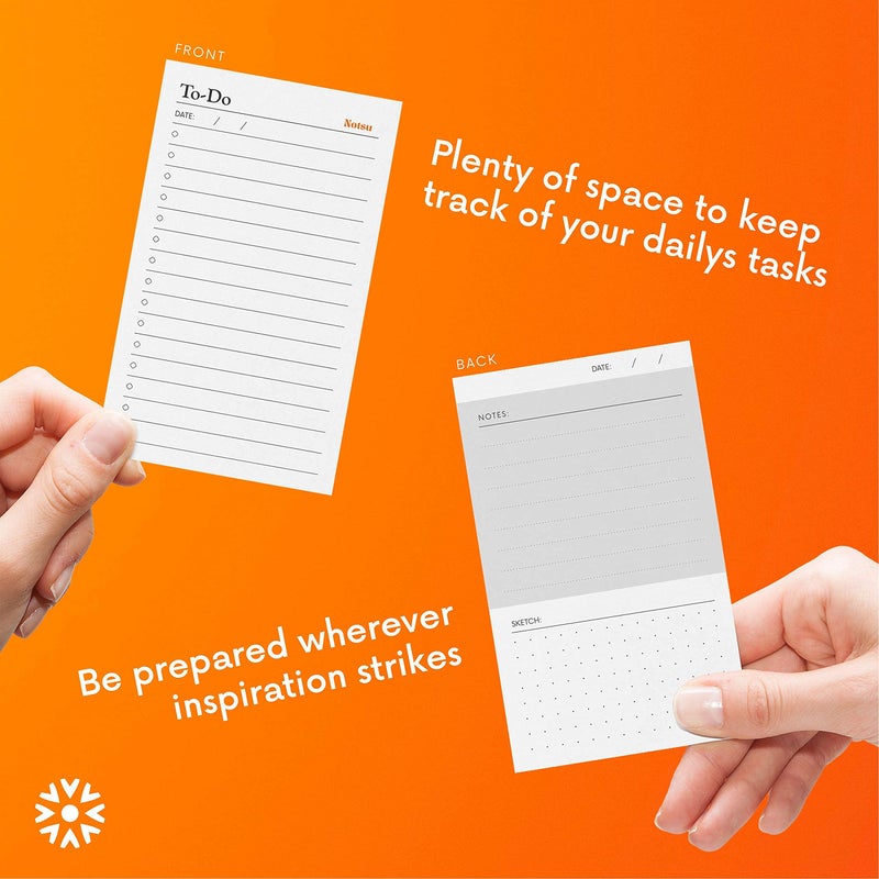 Notsu To Do List Grid Index Card Box 3x5 Set | 50 Task Planner Vertical Notecards with Index Card Holder Case