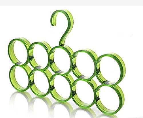 Mayatra's مجموعة مايتر من حلقتين بلاستيك دائريتين 10 لتعليق الأوشحة، الشالات، الربطات، الأحزمة، ملحقات خزانة تنظيم الملابس (اللون حسب المتوفر) - Image 3