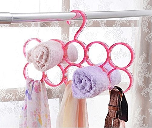 Mayatra's مجموعة مايتر من حلقتين بلاستيك دائريتين 10 لتعليق الأوشحة، الشالات، الربطات، الأحزمة، ملحقات خزانة تنظيم الملابس (اللون حسب المتوفر) - Image 1