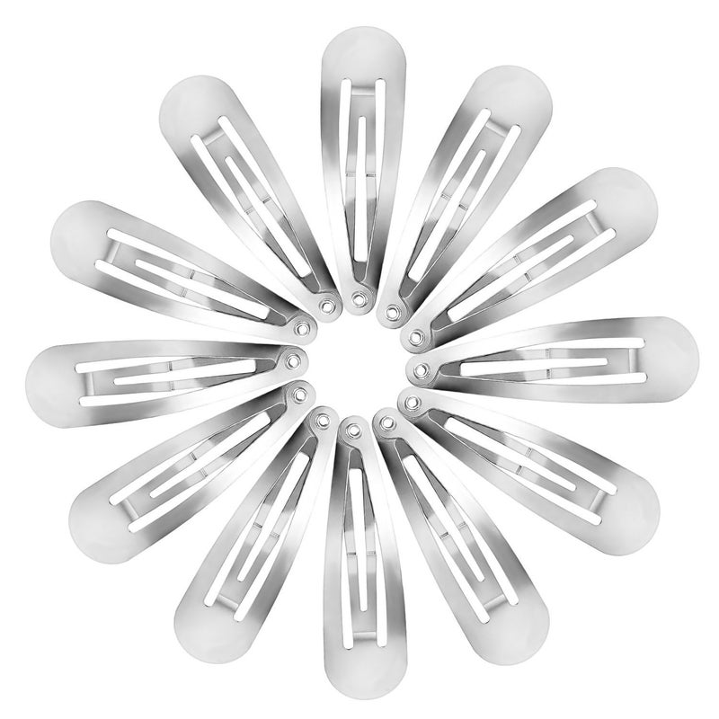 Ghelonadi 10pcs 48cm Silver Unisex No Slip Metal Snap Hair Clips Simple Style Leaf Shape All Hair Types Wedding Occasion Girls Ages 6 - Image 1