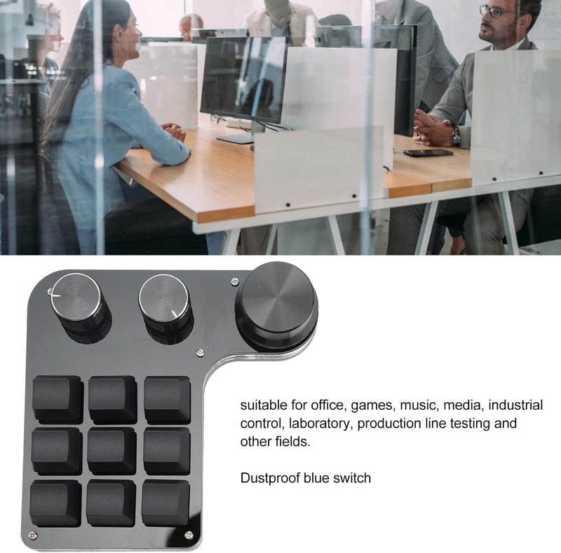 كلاراكو لوحة مفاتيح كلاركو القابلة للبرمجة، لوحة مفاتيح ألعاب صغيرة، 3 مقابض، إضاءة خلفية RGB، مفتاح أزرق، لوحة مفاتيح قابلة للبرمجة، 9 مفاتيح للموسيقى والوسائط المكتبية - Image 4