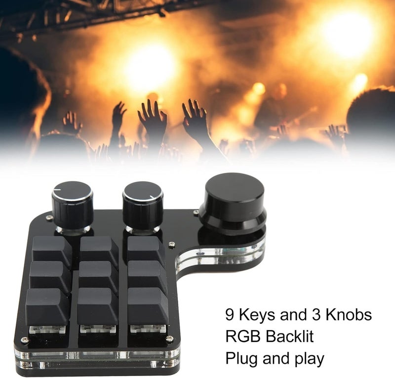 كلاراكو لوحة مفاتيح كلاركو القابلة للبرمجة، لوحة مفاتيح ألعاب صغيرة، 3 مقابض، إضاءة خلفية RGB، مفتاح أزرق، لوحة مفاتيح قابلة للبرمجة، 9 مفاتيح للموسيقى والوسائط المكتبية - Image 5