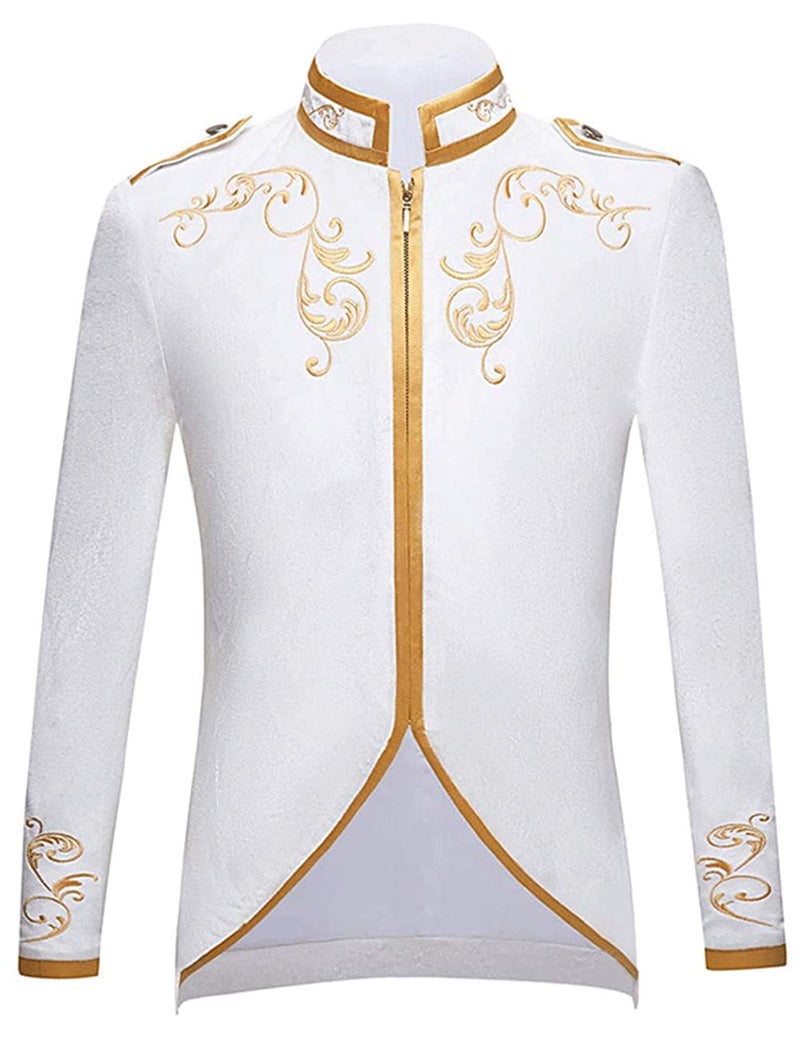 Angelaicos Unisex Military Blazers Prince Coats Drummer Parade Punk Officer Fitted Jackets White Large