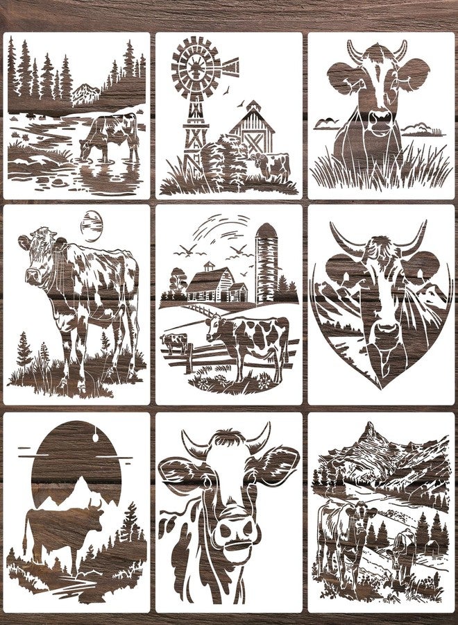 zosylley Animal Wood Burning Stencils for Painting Cow Stencil Reusable Farmhouse Stencils for Crafts T-Shirt Fabric Wood DIY Decor - Image 1