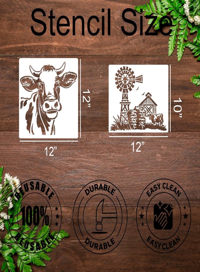 zosylley Animal Wood Burning Stencils for Painting Cow Stencil Reusable Farmhouse Stencils for Crafts T-Shirt Fabric Wood DIY Decor - Image 2