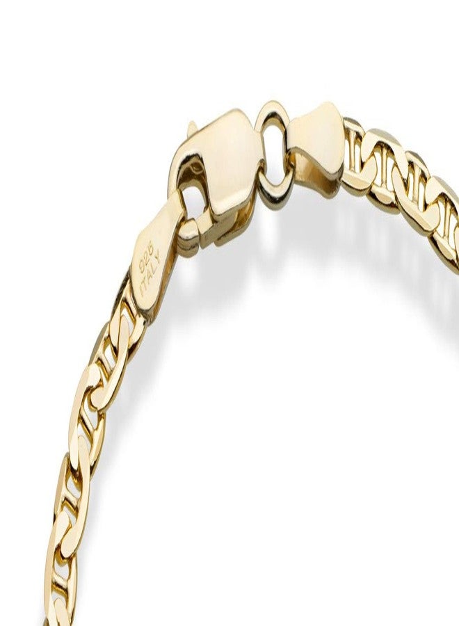 Miabella 18K Gold Plated 925 Sterling Silver Italian 3mm, 4mm Solid Diamond-Cut Mariner Link Chain Anklet Ankle Bracelet for Women, Made in Italy (Width 3mm, Length 10 Inches) - Image 2