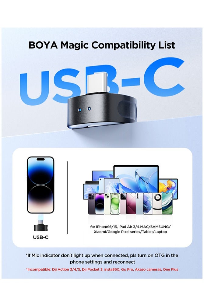 BOYA BOYA Magic-05 AI-Powered Transformable Wireless Microphone Noise Cancelling Mic Lavalier Lapel Mini Microphone for Vlogging iPhone Android PC DSLR Camera - Image 2