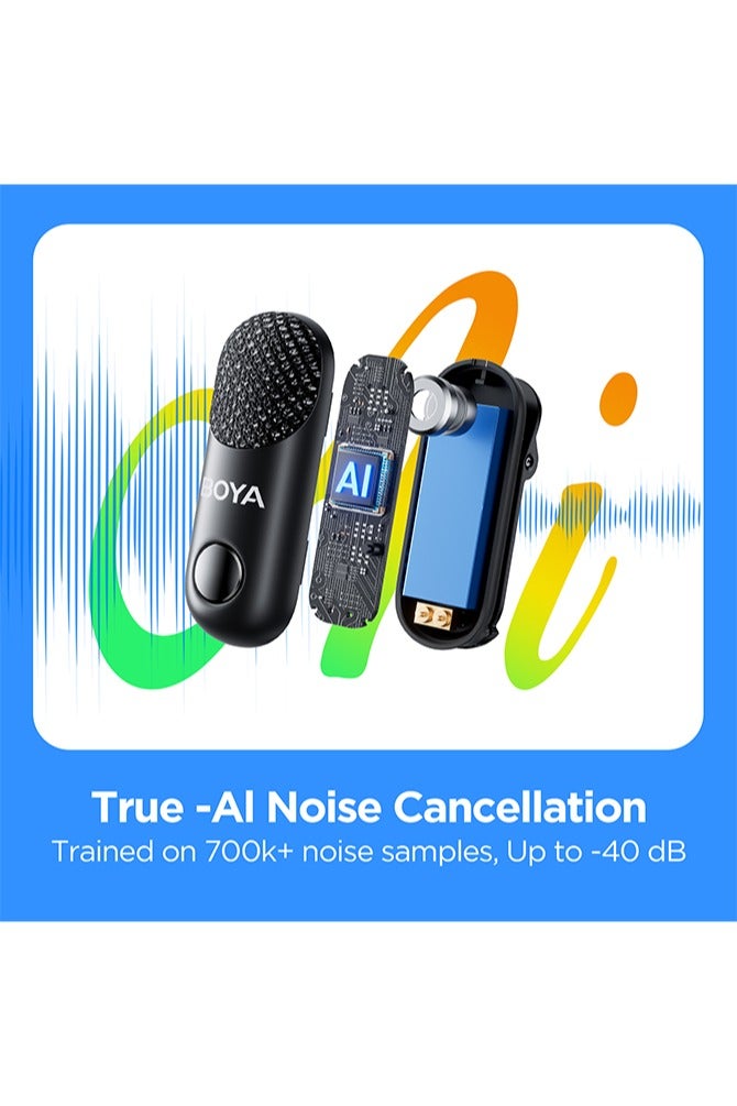 BOYA BOYA Magic-05 AI-Powered Transformable Wireless Microphone Noise Cancelling Mic Lavalier Lapel Mini Microphone for Vlogging iPhone Android PC DSLR Camera - Image 3
