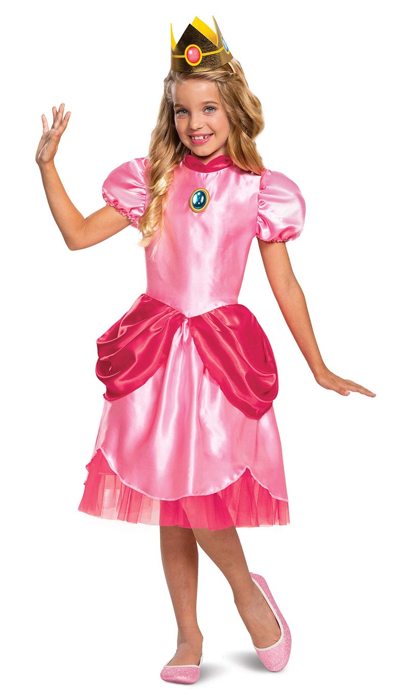 Disguise Princess Peach Costume Dress, Nintendo Super Mario Bros Classic Dress Up Outfit for Girls, Kids Size Small (4-6x),Pink - Image 1