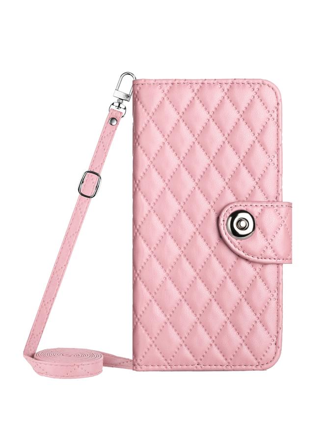 Zaboon Case For iPhone 13 Pro Rhombic Texture Flip Leather Phone Case with Long Lanyard - Image 2