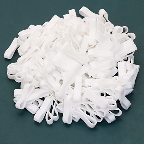 ONLYKXY 200 Pieces White Silicone Cable Ties 0.59 inch/15 mm Diameter Flat Rubber Bands Elastic Bands Supplies Reusable Rubber Rings Thick Rubber Bands for School Home or Office Elasticity Coil Ring - Image 3