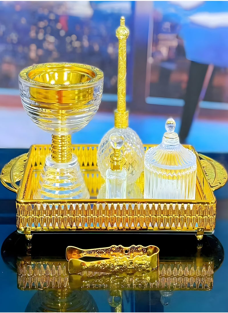 Bakhoor BoSidin - Elegant Design Glass Incense Burner Set Arabic Oud Holder for Home and Office Fragrance - Image 1
