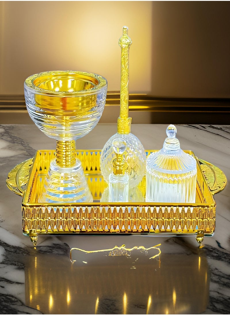 Bakhoor BoSidin - Elegant Design Glass Incense Burner Set Arabic Oud Holder for Home and Office Fragrance - Image 1