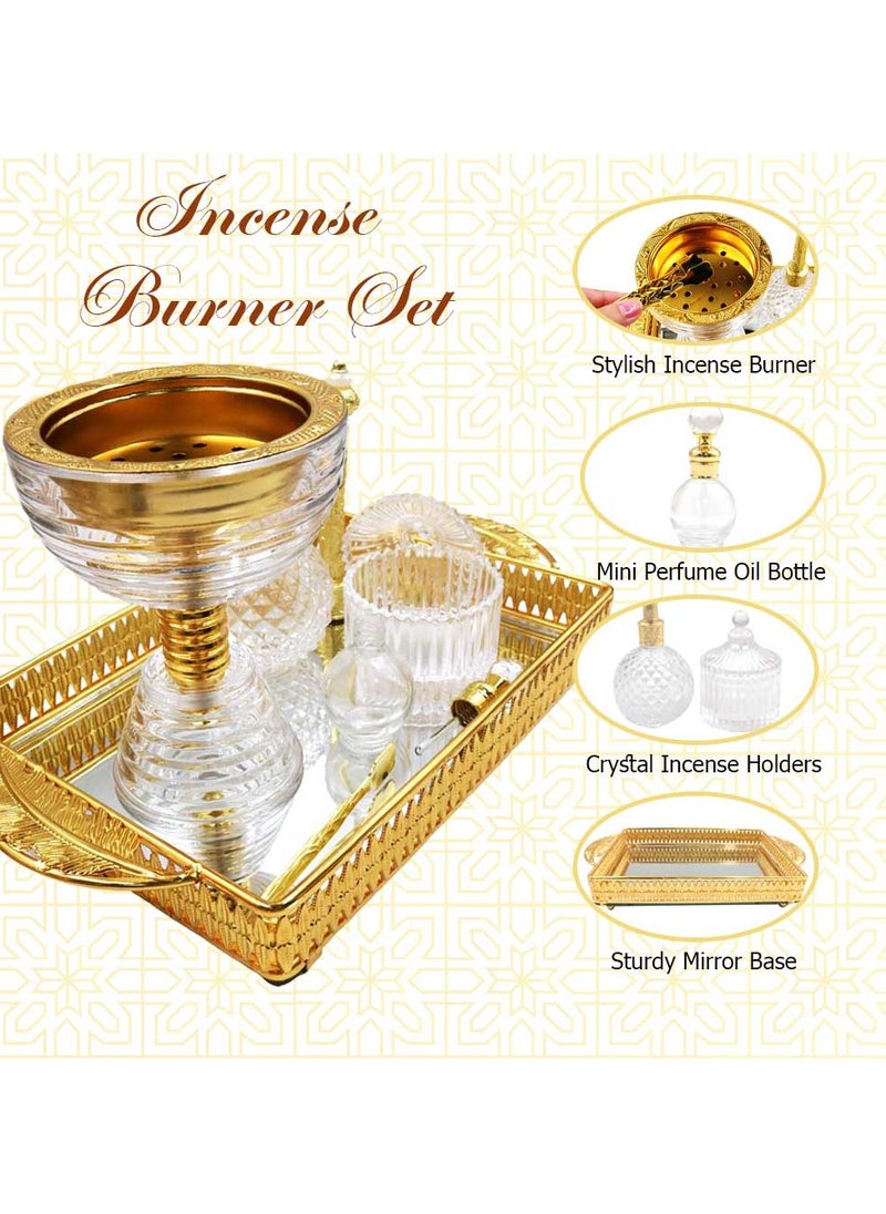 Bakhoor BoSidin - Elegant Design Glass Incense Burner Set Arabic Oud Holder for Home and Office Fragrance - Image 1