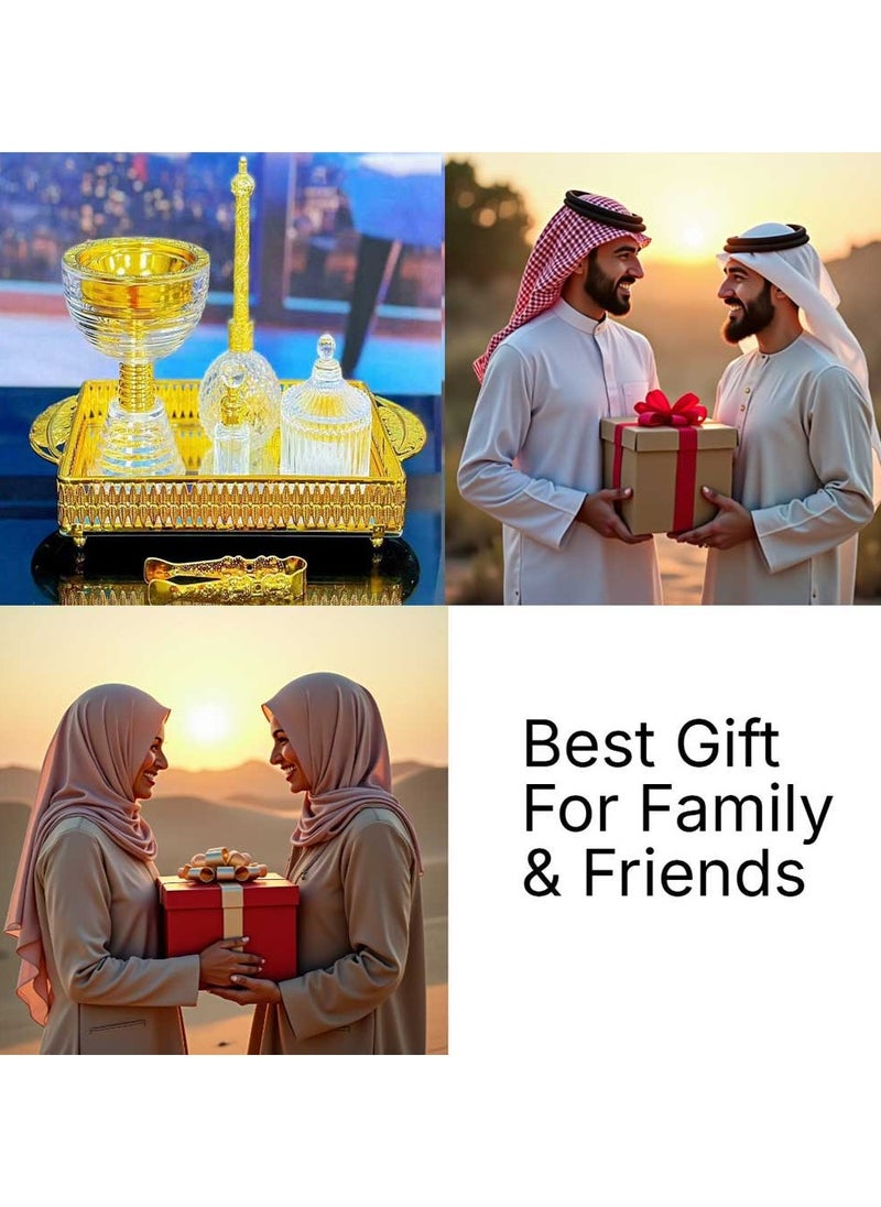 Bakhoor BoSidin - Elegant Design Glass Incense Burner Set Arabic Oud Holder for Home and Office Fragrance - Image 1