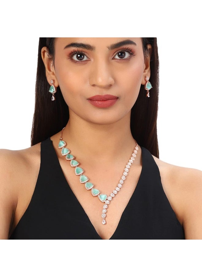 CZ Rose Gold Plated Pearl Necklace Set with Green Stone - pzsku/Z8FDE6259C00E635863A4Z/45/_/1730198366/9e0ed0b4-60fa-4720-a9d2-ebb044948659