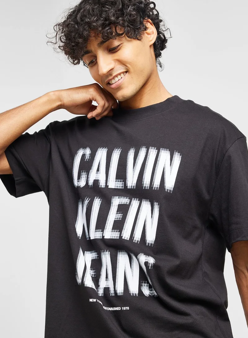 Calvin Klein Jeans Illusion Logo Crew Neck T-Shirt