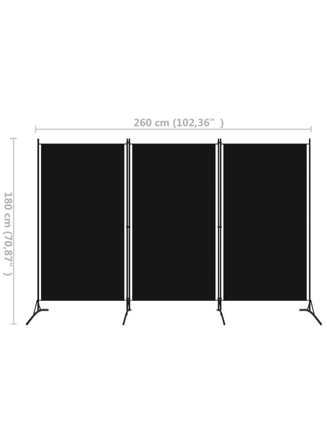 vidaxl 3-Panel Room Divider Black 260x180 cm 320734 - Image 5