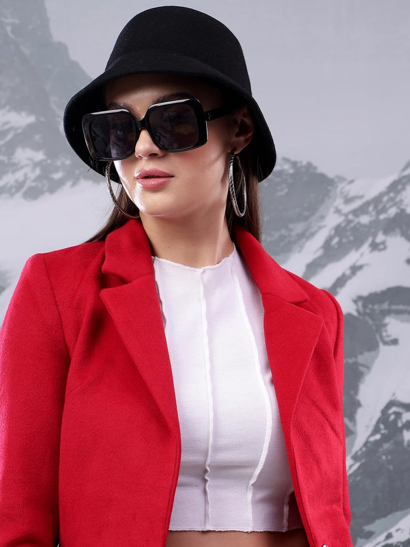 KOTTY Women's Longline Tailored Sleek & Sophisticated Layering Piece Coat (Red,S) - Image 3