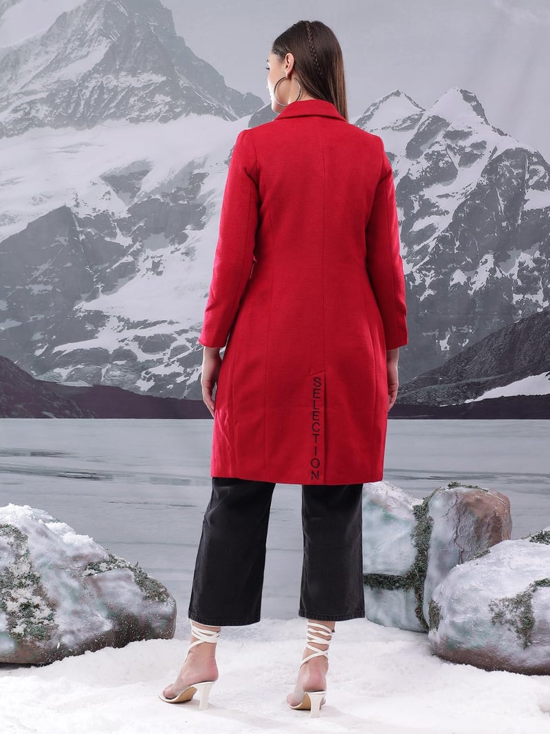 KOTTY Women's Longline Tailored Sleek & Sophisticated Layering Piece Coat (Red,S) - Image 4