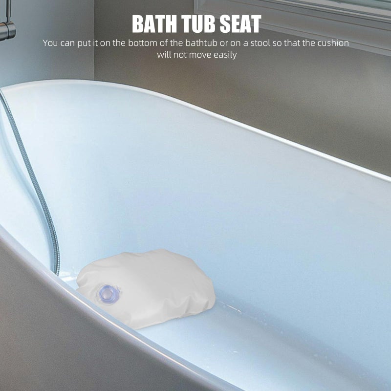 Inflatable Bathtub Seat Cushion with Suction Cups Blue Refillable Water Filling Bath Mat - Image 5