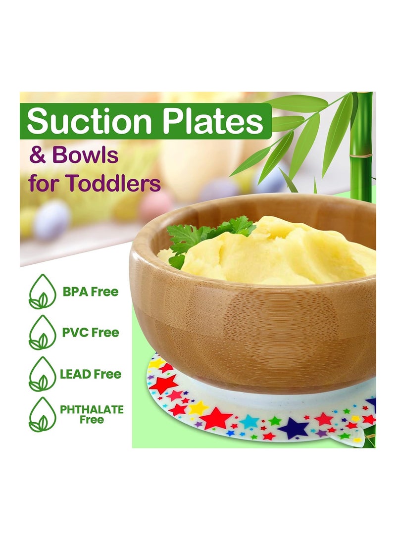NutriChef Round Bamboo Baby Plate Star Set With Cup  - Image 3