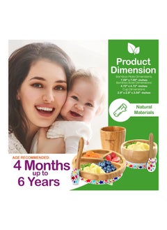 NutriChef Round Bamboo Baby Plate Star Set With Cup  - Image 2
