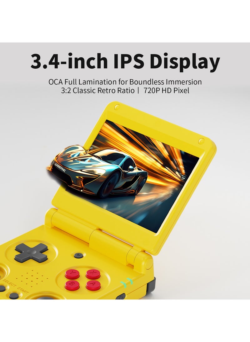 ANBERNIC RG34XX SP Retro Handheld Game Console Linux System HDTV Output 3.4 Inch IPS Screen WiFi HDMI Bluetooth With 64G TF Card 5000+ Classic Games 3300mAh Battery Yellow - Image 3