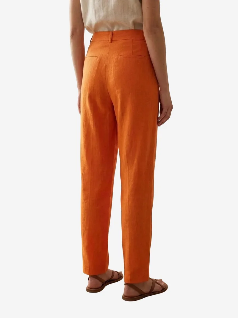 My Fashion Bright Orange MY FASHION High-Waist Straight-Leg Crepe Trousers for Women | Best Price UAE
