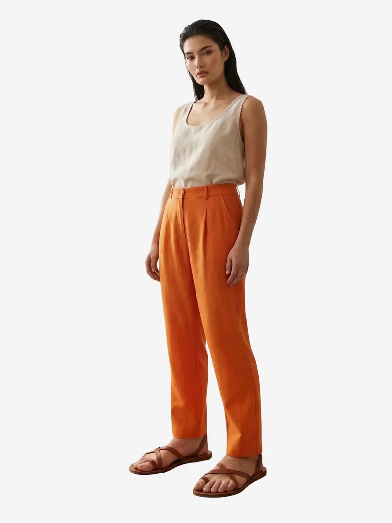 ماي فاشن MY FASHION High-Waist Straight-Leg Crepe Trousers